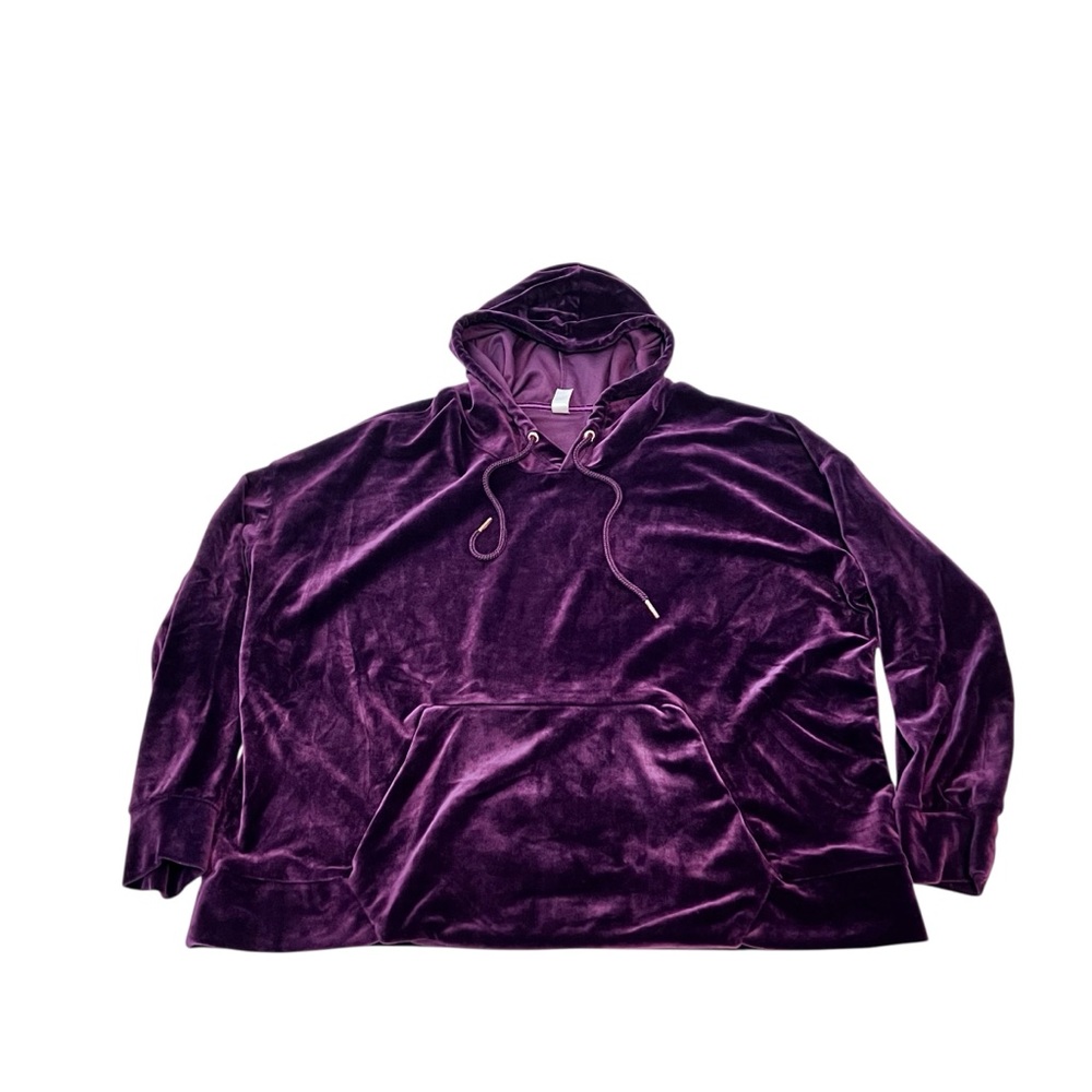Green‎ Tea Purple Velour Hoodie XXL Soft Kangaroo Pocket